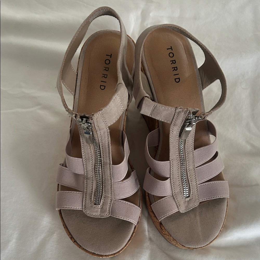 Torrid Beige Strappy Sandals with Zipper